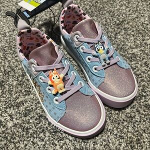 New Bluey Little Girls' Low Top Slip On Bingo Bluey Sparkly Shoes Size 10